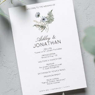 Elegant Modern Rustic Wildflower Wedding Program