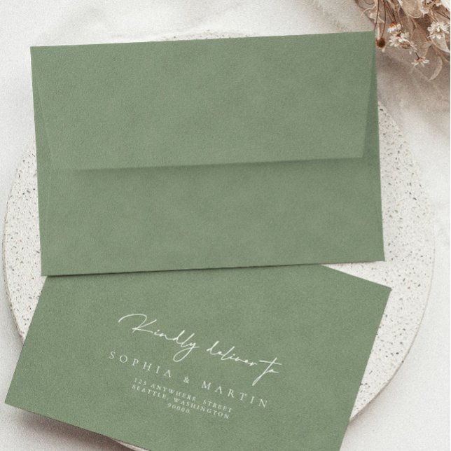 Elegant Modern Sage Colour RSVP Return Address Envelope (Creator Uploaded)