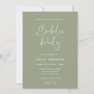 Elegant & Modern Sage Green Bachelor Party Invitation