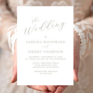 Elegant Modern Sage Green Calligraphy Wedding Invitation