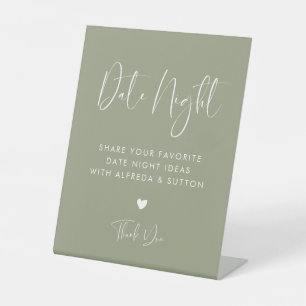 Elegant & Modern Sage Green Date night ideas Pedestal Sign