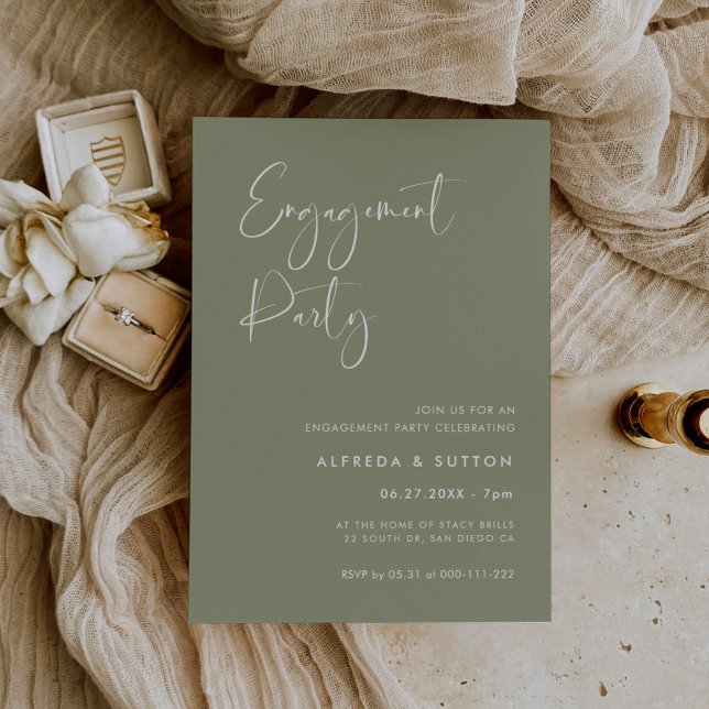 Elegant & modern Sage green Engagement party Invitation (Creator Uploaded)