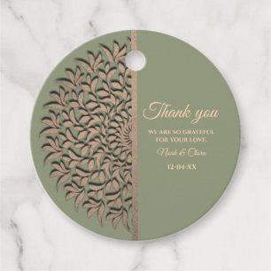Elegant Modern Sage green & gold classic mandala F Favour Tags