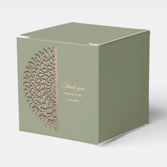 Elegant Modern Sage green & gold classic mandala Favor Box (Front Side)