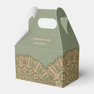 Elegant Modern Sage green & gold classic mandala Favor Box