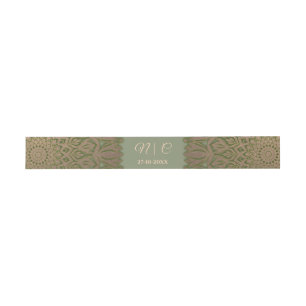 Elegant Modern Sage green & gold classic mandala Invitation Belly Band
