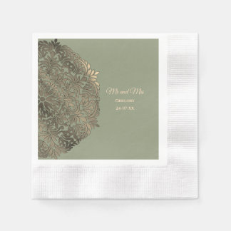 Elegant Modern Sage green & gold classic Napkins
