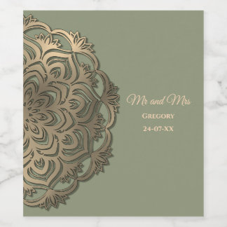 Elegant Modern Sage green & gold classic Wine Label
