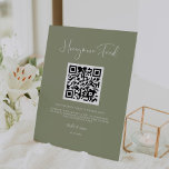 Elegant & modern sage green Honeymoon fund QR code Pedestal Sign<br><div class="desc">A modern typography and a trendy sage green colour for your wedding stationery: choose this simple and elegant wedding suite. Fully customizable: you can change the background as well as the text colour as you like. Replace the QR code with your own to give your guests access to your digital...</div>