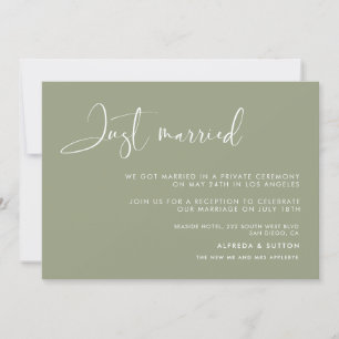 Elegant & modern sage green Just married card