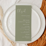 Elegant & modern Sage green Let's eat wedding Menu<br><div class="desc">Let's eat! Wedding or reception party menu. A modern typography and a trendy sage green colour for your wedding stationery: choose this simple and elegant wedding suite. Fully customizable: you can change the background as well as the text colour as you like.</div>