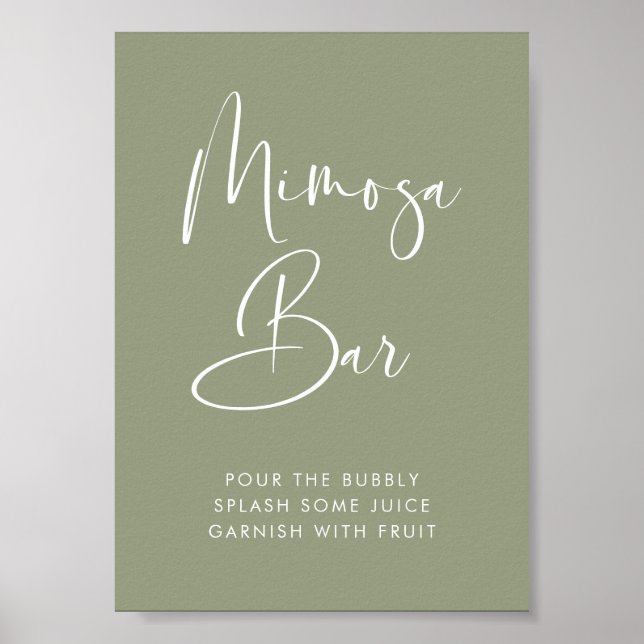 Elegant & Modern Sage Green Mimosa bar sign (Front)