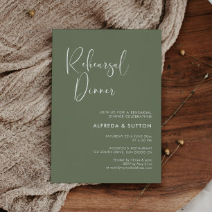 Elegant & modern sage green Rehearsal dinner Invitation