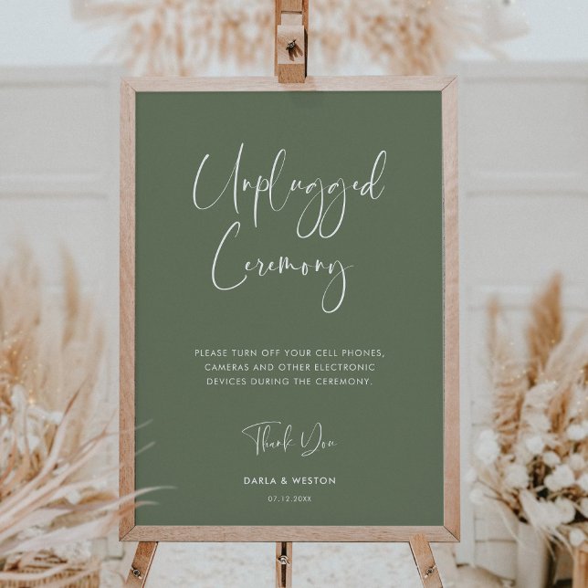 Elegant & modern sage green Unplugged ceremony Poster (Creator Uploaded)