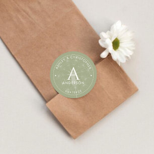 Elegant Modern Sage Green Wedding Classic Round Sticker