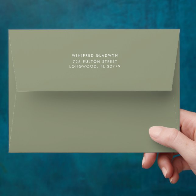 Elegant & modern sage green wedding envelope (Hand)