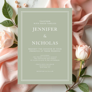 Elegant Modern Sage Green Wedding Invitation