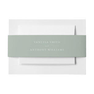 Elegant Modern Sage Green Wedding Invitation Belly Band