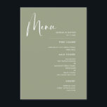 Elegant & modern Sage green wedding Menu<br><div class="desc">A modern typography and a trendy sage green colour for your wedding stationery: choose this simple and elegant wedding suite. Fully customizable: you can change the background as well as the text colour as you like.</div>