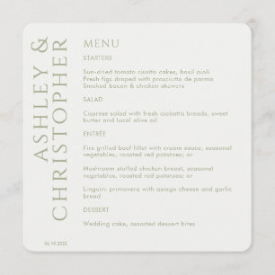 Elegant Modern Sage Green Wedding Menu