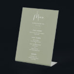 Elegant & modern Sage green wedding menu Pedestal Sign<br><div class="desc">A modern typography and a trendy sage green colour for your wedding stationery: choose this simple and elegant wedding suite. Fully customizable: you can change the background as well as the text colour as you like.</div>