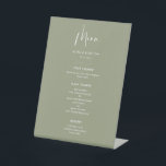 Elegant & modern Sage green wedding menu Pedestal Sign<br><div class="desc">A modern typography and a trendy sage green colour for your wedding stationery: choose this simple and elegant wedding suite. Fully customizable: you can change the background as well as the text colour as you like.</div>