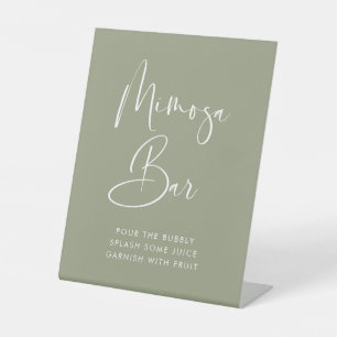 Elegant & Modern Sage Green wedding Mimosa bar Pedestal Sign