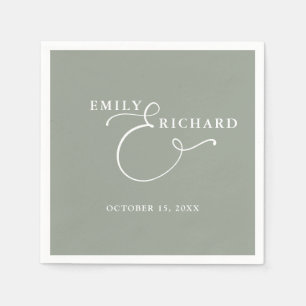 Elegant Modern Sage Green Wedding Napkin