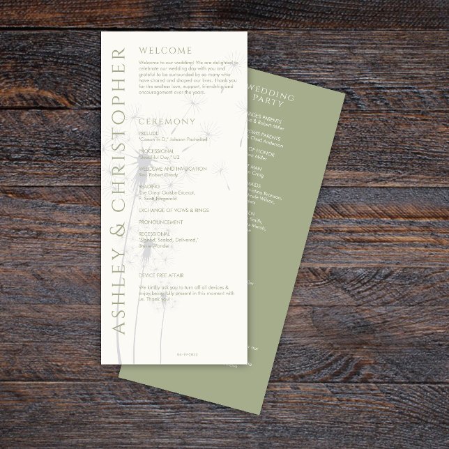 Elegant Modern Sage Green Wedding Program (Creator Uploaded)