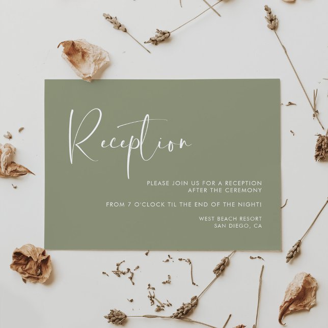 Elegant & modern sage green wedding reception invitation (Creator Uploaded)