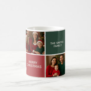 Elegant modern Sage RED collage merry Christmas Coffee Mug