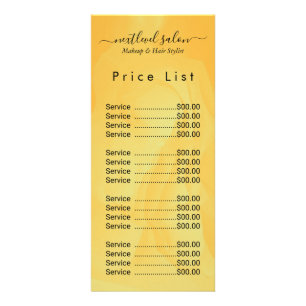 Elegant Modern Salon Price List Rack Card 