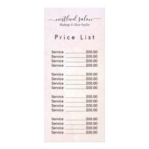 Elegant Modern Salon Price List Rack Card 