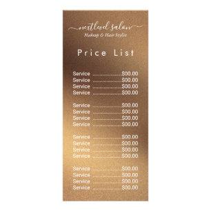 Elegant Modern Salon Price List Rack Card 
