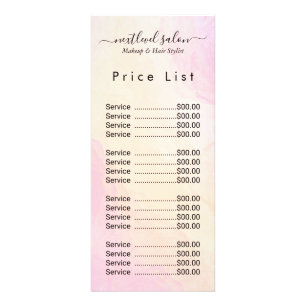 Elegant Modern Salon Price List Rack Card 