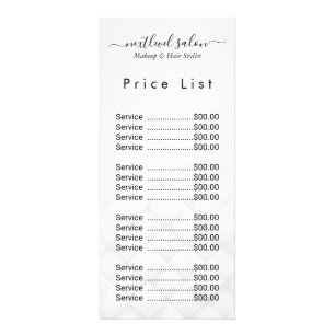 Elegant Modern Salon Price List Rack Card 