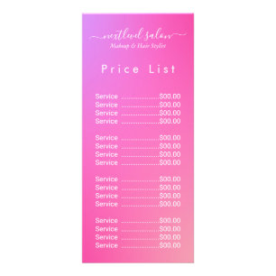 Elegant Modern Salon Price List Rack Card 