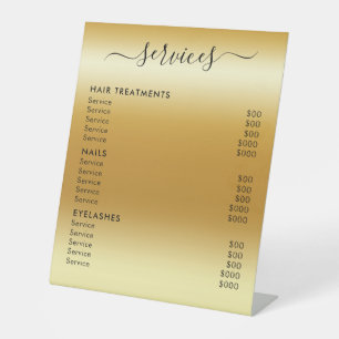 Elegant Modern Salon Spa Service Price List  Pedestal Sign
