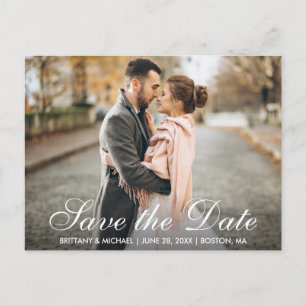 Elegant Modern Save The Date Engagement Photo WS Postcard