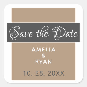 Elegant Modern Save the Date Wedding Square Sticker