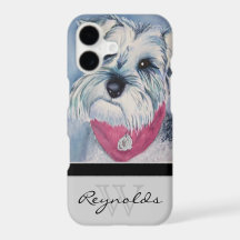 Elegant Modern Schnauzer w Black Monogram Name