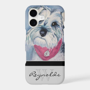 Elegant Modern Schnauzer w Black Monogram Name