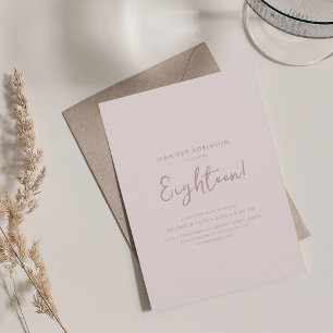 Elegant Modern Script 18th Birthday Blush Pink  Invitation