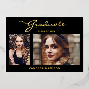 Elegant Modern Script 2 Photo Grad Announcement