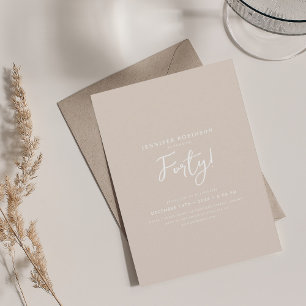 Elegant Modern Script 40th Birthday Champagne  Invitation