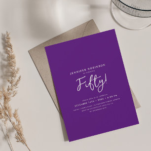 Elegant Modern Script 50th Birthday Purple  Invitation