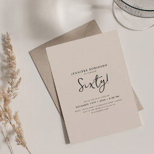 Elegant Modern Script 60th Birthday Champagne Invitation