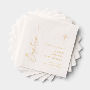 Elegant Modern Script Baptism  Foil Napkins