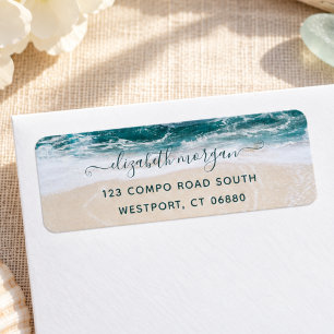 Elegant Modern Script Beach Ocean Return Address