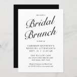 Elegant Modern Script Black   White Bridal Brunch Invitation<br><div class="desc">Girly-Girl-Graphics Cards: Elegant Modern Script Black and White Bridal Brunch / Luncheon Invitation - What is a bridal brunch or bridesmaids' luncheon? Traditionally, it is an optional and all too frequently overlooked daytime pre-wedding festivity that the bride gives in honour of her wedding attendants: maid or matron of honour, junior...</div>